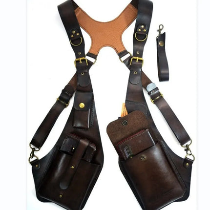 New European and American Retro Leather Crossbody Shoulder Bag for Men and Women Outdoor Square Bag Phone Bag