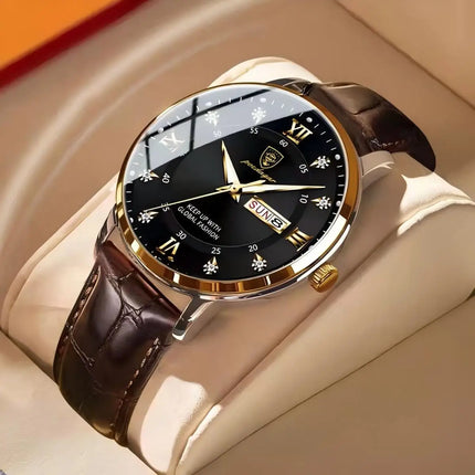 POEDAGAR Casual High Quality Men Watch Waterproof Luminous Leather Original Man Wristwatch Quartz Business Watches For Men Reloj