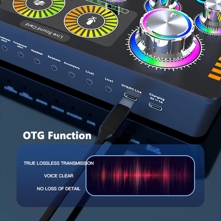 Live Sound Card Studio Record Soundcard Bluetooth Microphone Mixer Voice Changer Live Streaming Sound Mixer Podcast Karaoke Home