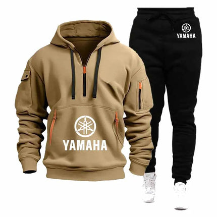YAMAHA 2026 Spring Autumn Men's Half Zipper Hoodie Sweatshirt Casual Sports Pullover Harajuku Long-sleeved Loose Coat Windproof