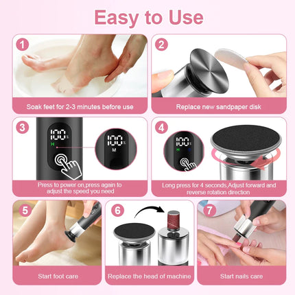 Electric Foot Grinder For Feet, 2-In-1 Foot File & Nail Polisher, Electric Callus Remover Pedicure File Unisex With Gift Box