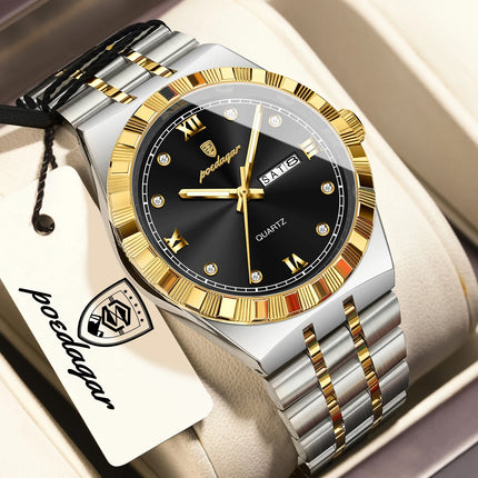 POEDAGAR Business Men's Watches Waterproof Luminous Week Date Fashion Men's Wristwatch Stainless Steel Quartz Watch For Men Reloj
