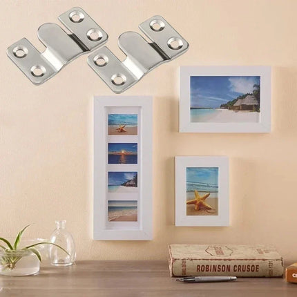 10pcs Flush Mount Bracket Interlock Hanging Buckle Furniture Connector Wall Picture Frame Hanger Display Photo Frames Hooks