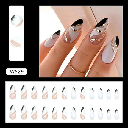 Fresh Flower 24 Pcs Press on Nails Pink Nail polish Glossy Artificial Finger Manicure Reusable False Nails for Women