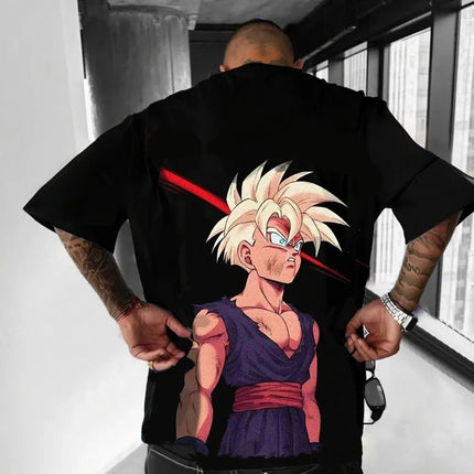 Dragon Ball Summer Men's T-Shirt Japanese Anime Son Gohan Autumn Inside Boy Children Parent-Child Basic Trend Short Sleeve