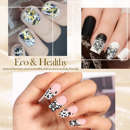 BORN PRETTY 2Pcs/Set 10ML Black White Nail Stamping Polish Varnish Gold Silver for Nail Art Plates Stamp Oil Stamping Series