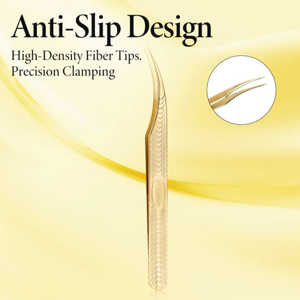 Merrdear Anti-Static Eyelash Tweezers Professional High Precision Volume Extension Stainless Steel Anti-slip Makeup Tool