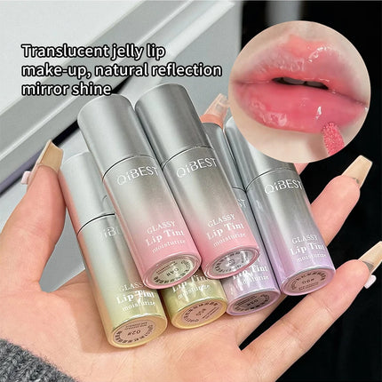 QIBEST Watery Mirror Lip Gloss Long-lasting Moisturizing Easy Wearing Water Glass Lip Glaze Hydrating Sexy Red Lip Tint Makeup