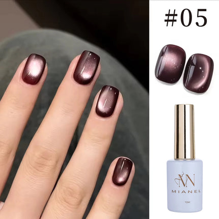 12ml 1-21pcs 2026 New Brown Gold Glass Bead Cat Eye Gel Nail Polish Black Red Magnet Cat Eye Gel Polish Gold Nails Nail Art