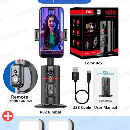 AXNEN P02 360 Rotation Follow-up Gimbal Stabilizer Monopod Desktop Tracking Gimbal with Remote for Phone Live Photography