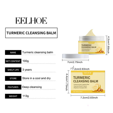 EELHOE Turmeric Cleansing Balm Makeup Remover Moisturizing Facial Pore Cleaning the Skin Refreshing Lemon Makeup Remover Balm