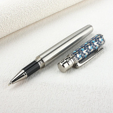 Metal Ballpoint Pen Retractable Signature Pen Crest Style Metal Housing Black Ink Medium Point 0.7mm Smooth Writing