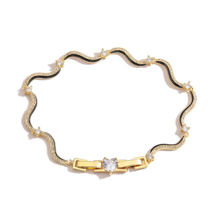 18K Gold Plated Fashion Enamel Chains Necklace Bracelet Jewelry Sets Brass Chain Wave Multicolor Women Wholesale Wedding Gifts