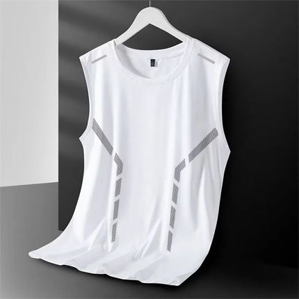 Tank Top Men's Trendy Thin Breathable Quick Drying Sports Casual Wide Shoulder Men's Round Neck Sleeveless T-shirt Trendy