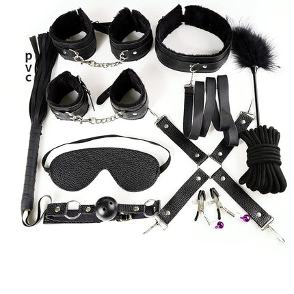 11Pcs SM Bondage Set Adult Intimate Toys Handcuffs Restraint Straps Bondage for Flirting Soft Comfortable Restraint for Couple