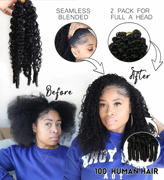 Burmese Deep Curly Pre-Looped Feather Crochet Human Hair For Black Women Pre-Separated Knotless Burmese Curly Hair For Braiding