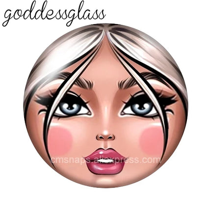 Matryoshka Doll Face Girl Sunglasses 12mm/18mm/20mm/25mm Round photo glass cabochon flat back Making findings Jewelry