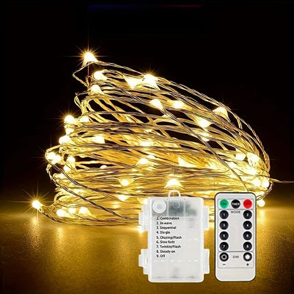 Christmas Party Wedding Decoration Remote Control Waterproof Battery Operated Fairy Lights 5/10/20/30 Meter Copper Wire String