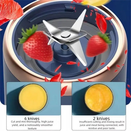 Portable Fruit Juice Blenders Summer Personal Electric Mini Bottle Home Usb 6 Blades Double Cup Juicer Machine For Kitchen