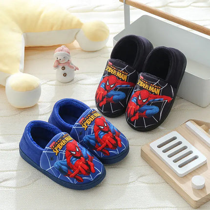 Cartoon Printed Spider-man Cotton Slippers For Children's Shoes Fashion New Style Warmth Autumn Winter Indoor Kids Boys Slippe