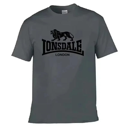 Men's Lion Lonsdale Print Short-Sleeve T-Shirt, Summer Loose and Comfortable Pure Cotton Street Style Oversized