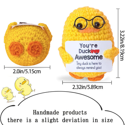 Positive Energy Pocket Hug Crochet Doll, Mini Handmade Knitted Plush Potato Turtle Vegetable Duck Funny Support Gift with Card