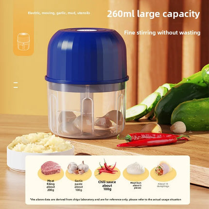 Electric Garlic Mashing Machine 260ml Wireless Charging Electric Vegetable Onion Chopper Garlic Crusher Food Mixer Blender