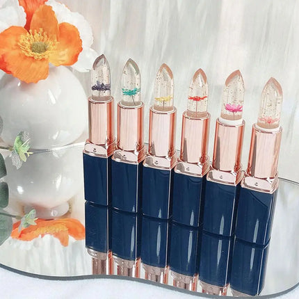 Temperature Color Changing Lip Balm Crystal Jelly Flower Lipstick Gloss Nutritious Lasting Moisturizing Non-Stick Cup Makeup New
