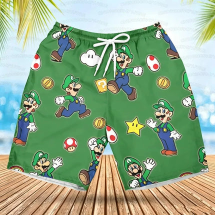 Summer Quick-Drying Beach Shorts Yoshi Mario Printed Swimming Pools Gyms and Outdoor Sport Shorts for Beach