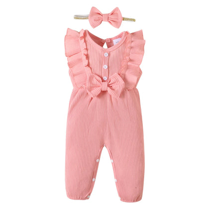 0-18 Months Baby Girl Bodysuit Newborn Baby Girl Romper Sleeveless Jumpsuits+Headband Infant Girl Summer Fashion Playsuit Outfit