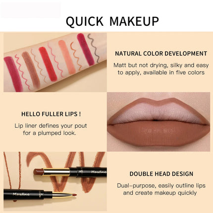 2 In 1 Lipstick lipliner Matte Highly Pigmented Waterproof Long Lasting Non stick Cup Lip Makeup