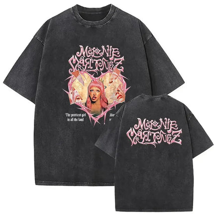 Washed Oversized T-shirt Melanie Martinez Heads Album Men Women Short Sleeve Harajuku Fashion Short Sleeve T-shirt Streetwear