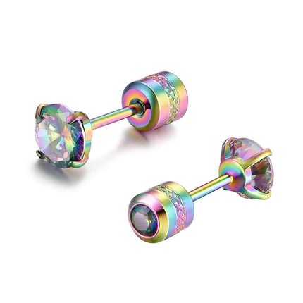 1 piece Medical Stainless Steel Crystal Zircon Ear Studs Earrings Tragus Cartilage Hypoallergenic Screws Piercing Jewelry