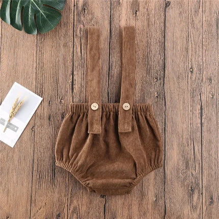 Baby Girls Boys Suspender Shorts Solid Color Adjustable Pants with Button Summer Strap Loose Shorts