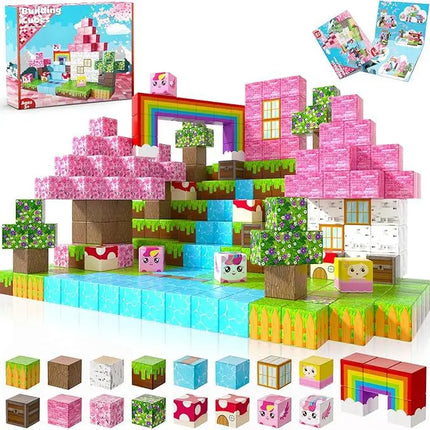 Magnetic Building Blocks Mine World Magnet Cube for Stacking Construction Set Educate Sensory Toys Kids Boys Girls Ages 3+ DIY
