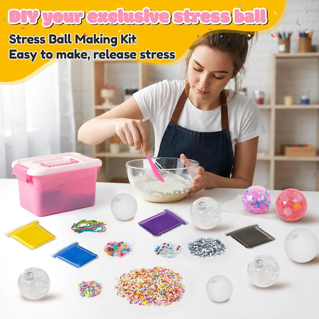 1373Pcs Diy Stress Ball Making Kit Assemble Squishy Sensory Filler Beads Stress Ball Craft for Back To School Party Game