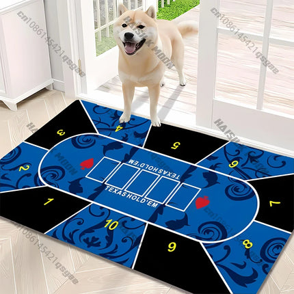 1PC Texas Poker Theme Carpet Living Room Bedroom Sofa Balcony Rug, Entrance Door, Durable Machine Washable Mat Gift for Friends