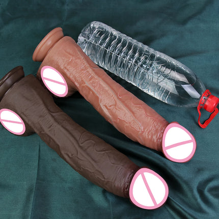 2Colors Realistic Soft Black Huge Dildo S/M/L Silicone Big Glans Penis Gay Masturbation Suction Cup Dick Man Woman Anal Sex Toy