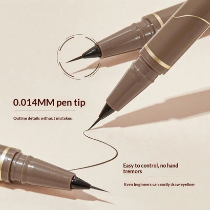 Liquid Eyeliner 0.01mm Super Slim Waterproof Silkworm Eyeliner Quick-drying Sweatproof Long Lasting No Smudging Eye Makeup
