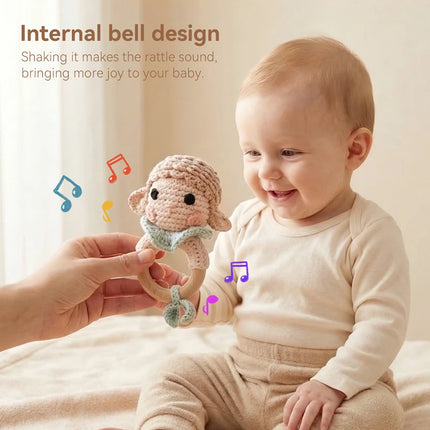 Handmade Crochet Baby Rattle – Soft Bell Toy for Newborn, Palm-Sized, Easy to Carry, Sensory & Parent-Child Interactive Play