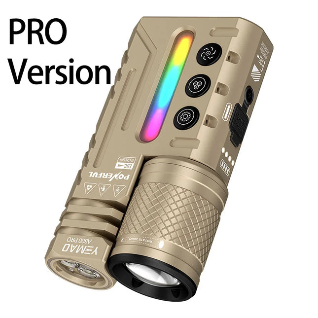 Rechargeable EDC Flashlight, 3500LM Dual-Core LED with Fixed & Zoomable Beams, RGB Ambient Light, Magnetic Base, USB-C Charging