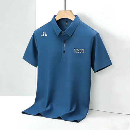 Breathable Men's Polo Shirts Solid Color Embroidered Logo Short Sleeve Casual Sports Summer Top