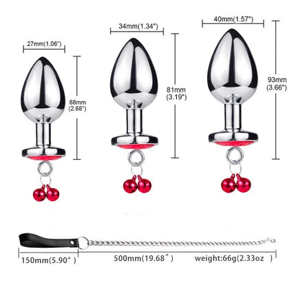 Removable Butte Plug Stainless Steel Anal Plug With Bell Metal Chain Prostate Massager Adult Erotic Sex Toys For Couples Women