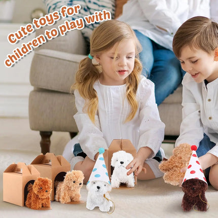 6-20Set Mini Plush Puppy Stuffed Dogs Adopt A Pet Dog Set with Paper Boxes Animals Bulk for Birthday Animal Theme Party Favors