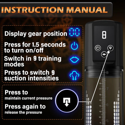 Automatic Male Masturbators Penis Vacuum Sucking Pump 9 Sucking Vibrator Penis Enlargement Enhance Delay Trainer Sex Toy for Men
