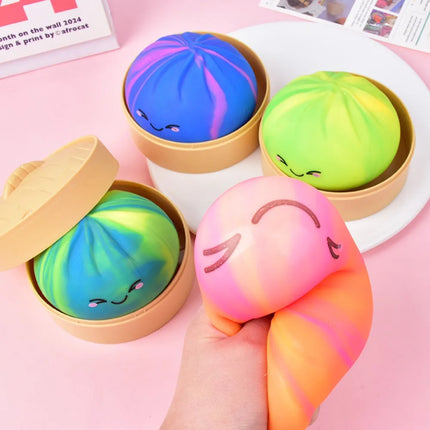 Cute Dumpling Bao Bun Squishy Toy, Soft TPR Stress Relief Fidget Pack, Anti-Anxiety Sensory Toy for Adults & Kids Squeeze Gifts