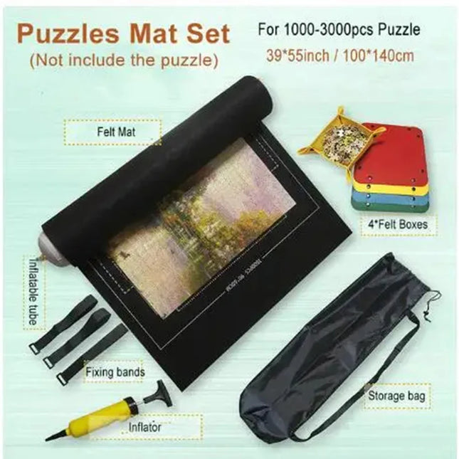 1500-3000pcs Felt Puzzle Mat Set, 10 Colors Available, Puzzle Playing Blanket with Portable Travel Storage Bag, Puzzle Accessories