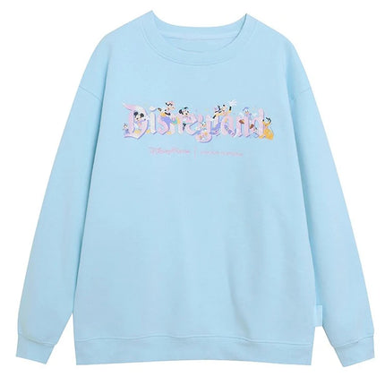 Disney Pink Disneyland Letter Embroidery Cartoon Mickey Minnie Cute Print Sweatshirt Zipper Women Jumper Fleece Pullover Unisex