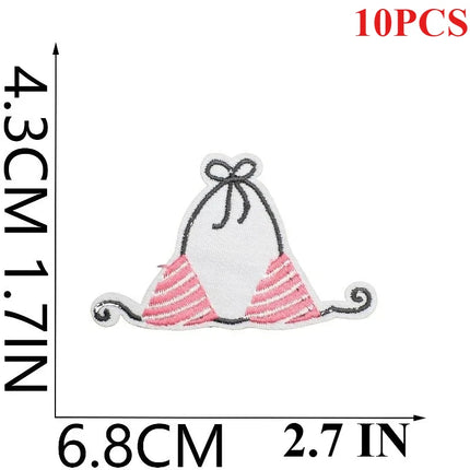 10PCS Couple BULK Vacation Embroidery Cloth Sticker Summer Beach Patch Clothes Decoration Swimming Ring Beach Ball Computer