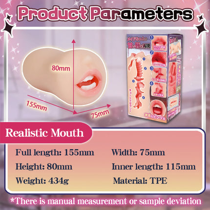 YUU Realistic Mouth Mastrubator for Male Oral Blowjob Sucking Simulator Deep Throat with Tongue Tooth Masturbation Adult Sex Toy
